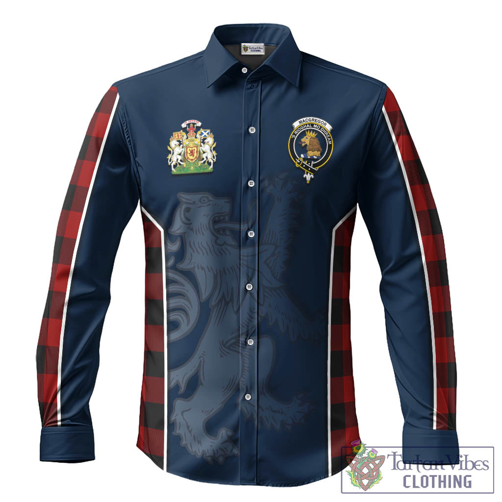 Rob Roy Macgregor Tartan Long Sleeve Button Up Shirt with Family Crest and Lion Rampant Vibes Sport Style