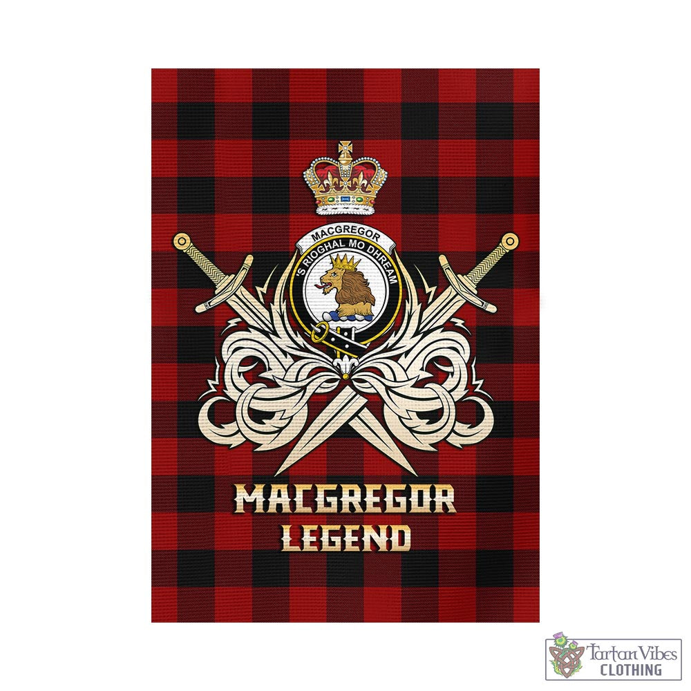 Tartan Vibes Clothing Rob Roy Macgregor Tartan Flag with Clan Crest and the Golden Sword of Courageous Legacy