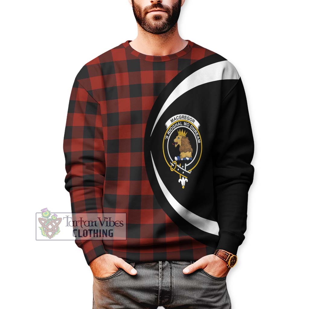 Rob Roy Macgregor Tartan Sweatshirt with Family Crest Circle Style - Tartan Vibes Clothing