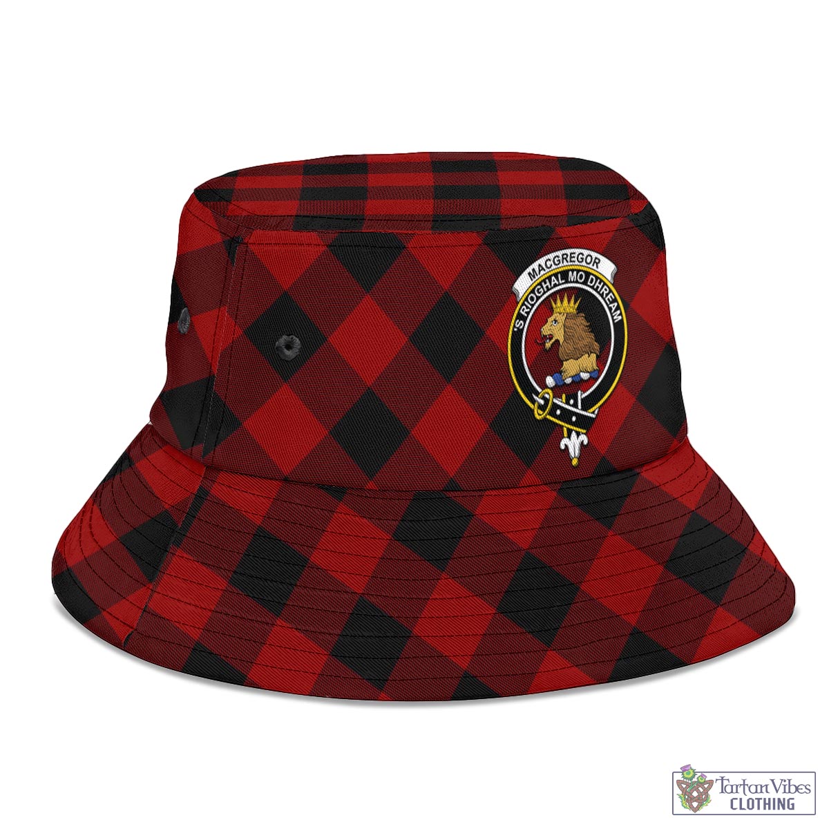 Tartan Vibes Clothing Rob Roy Macgregor Tartan Bucket Hat with Family Crest