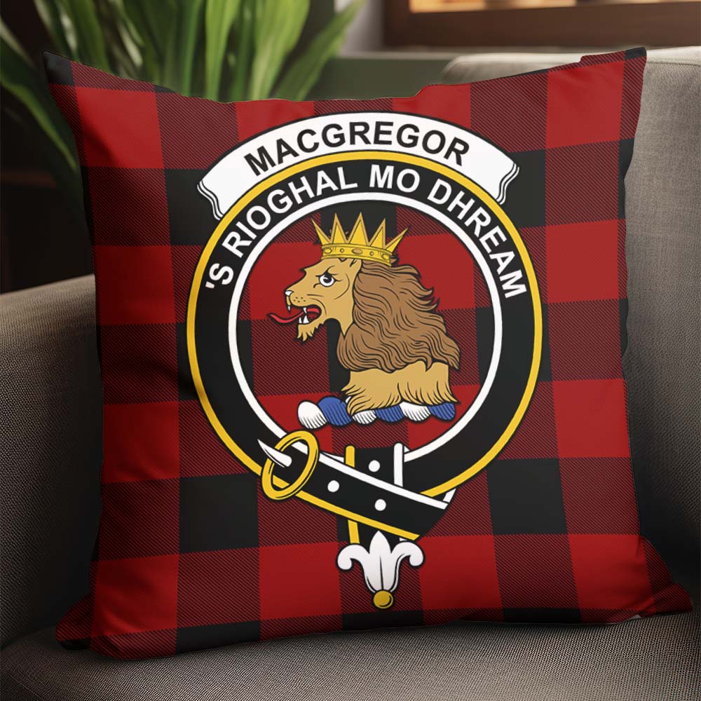 Rob Roy Macgregor Tartan Pillow Cover with Family Crest - Tartanvibesclothing