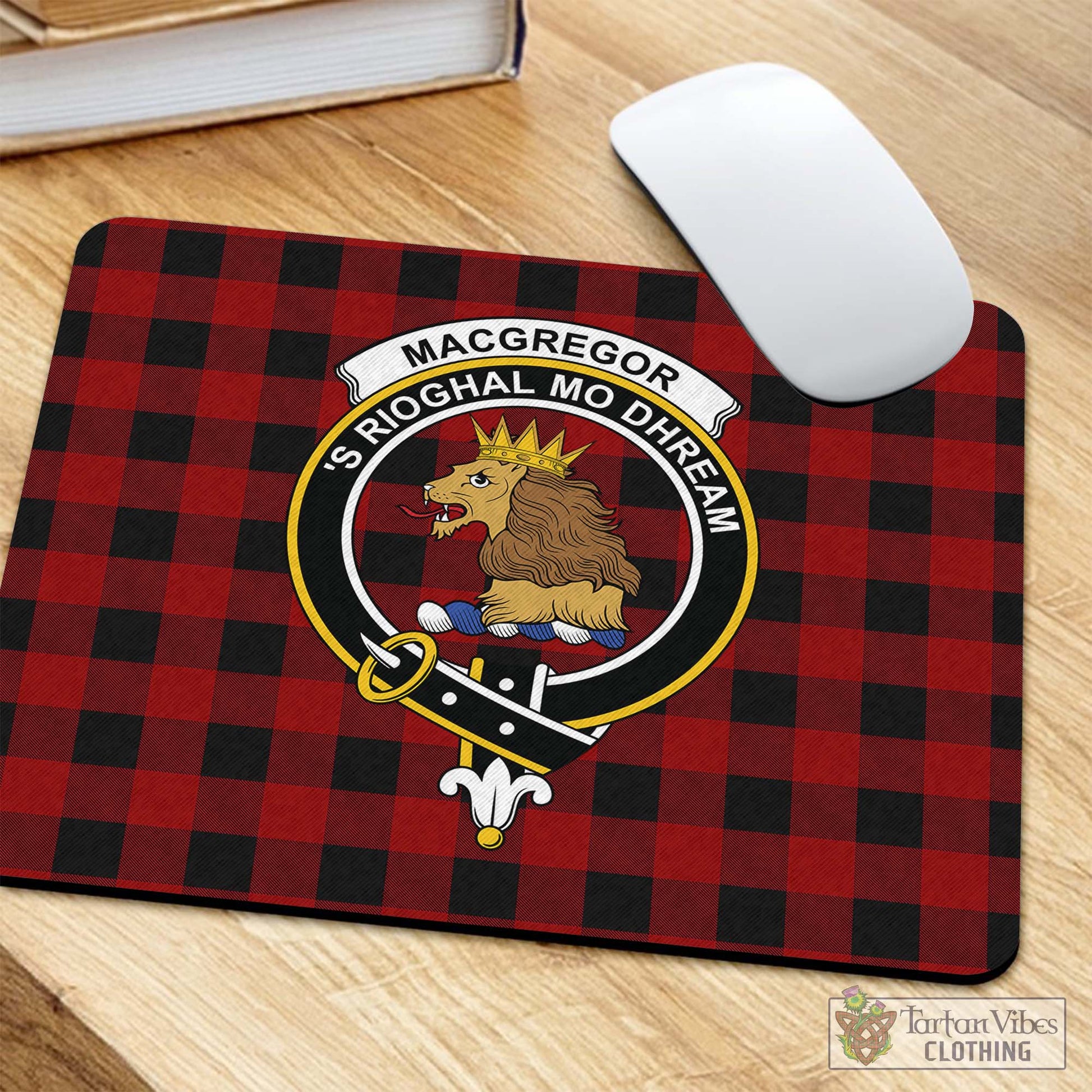 Tartan Vibes Clothing Rob Roy Macgregor Tartan Mouse Pad with Family Crest