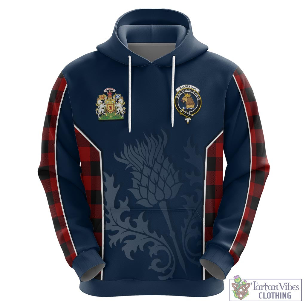 Tartan Vibes Clothing Rob Roy Macgregor Tartan Hoodie with Family Crest and Scottish Thistle Vibes Sport Style