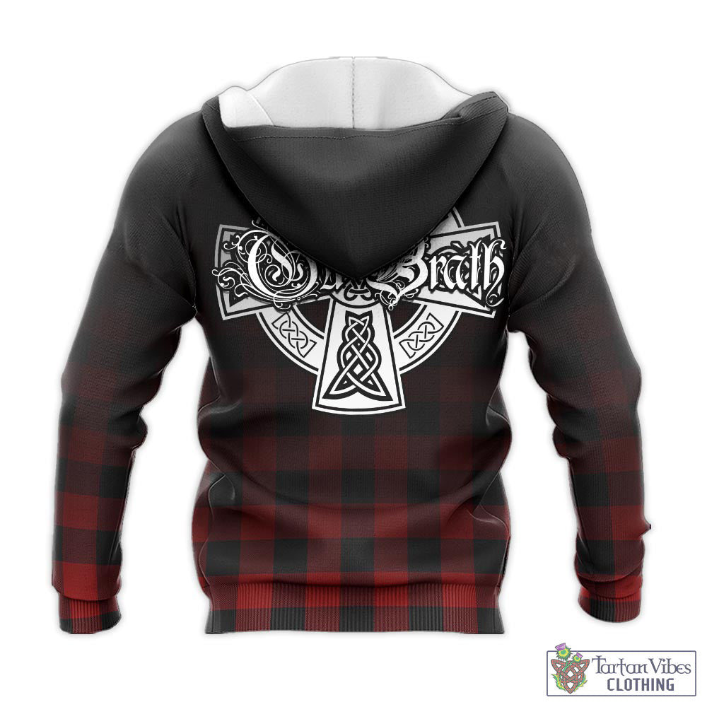 Tartan Vibes Clothing Rob Roy Macgregor Tartan Knitted Hoodie Featuring Alba Gu Brath Family Crest Celtic Inspired