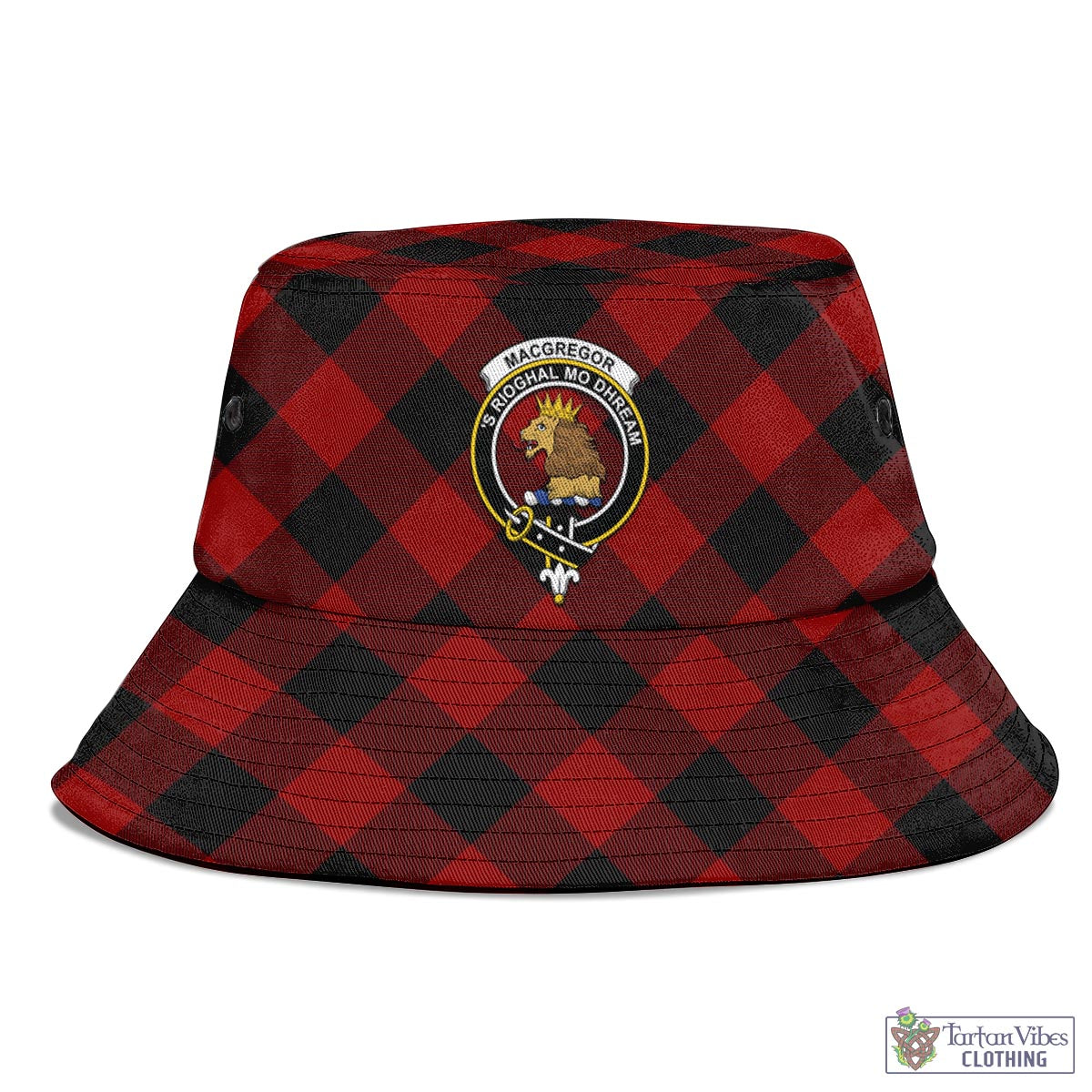 Tartan Vibes Clothing Rob Roy Macgregor Tartan Bucket Hat with Family Crest