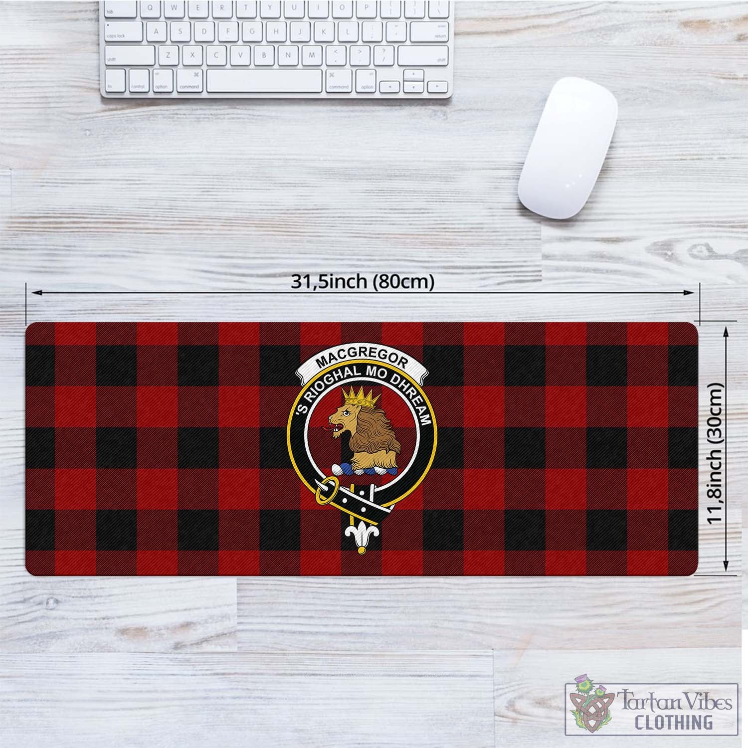 Tartan Vibes Clothing Rob Roy Macgregor Tartan Mouse Pad with Family Crest