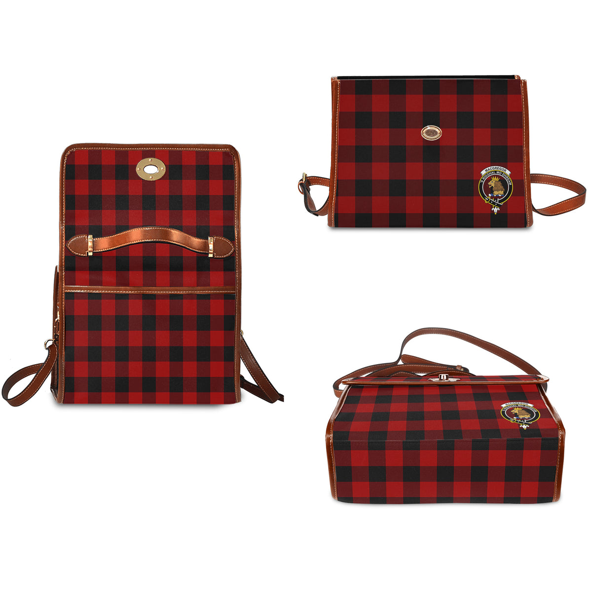 Rob Roy Macgregor Tartan Waterproof Canvas Bag with Family Crest - Tartan Vibes Clothing