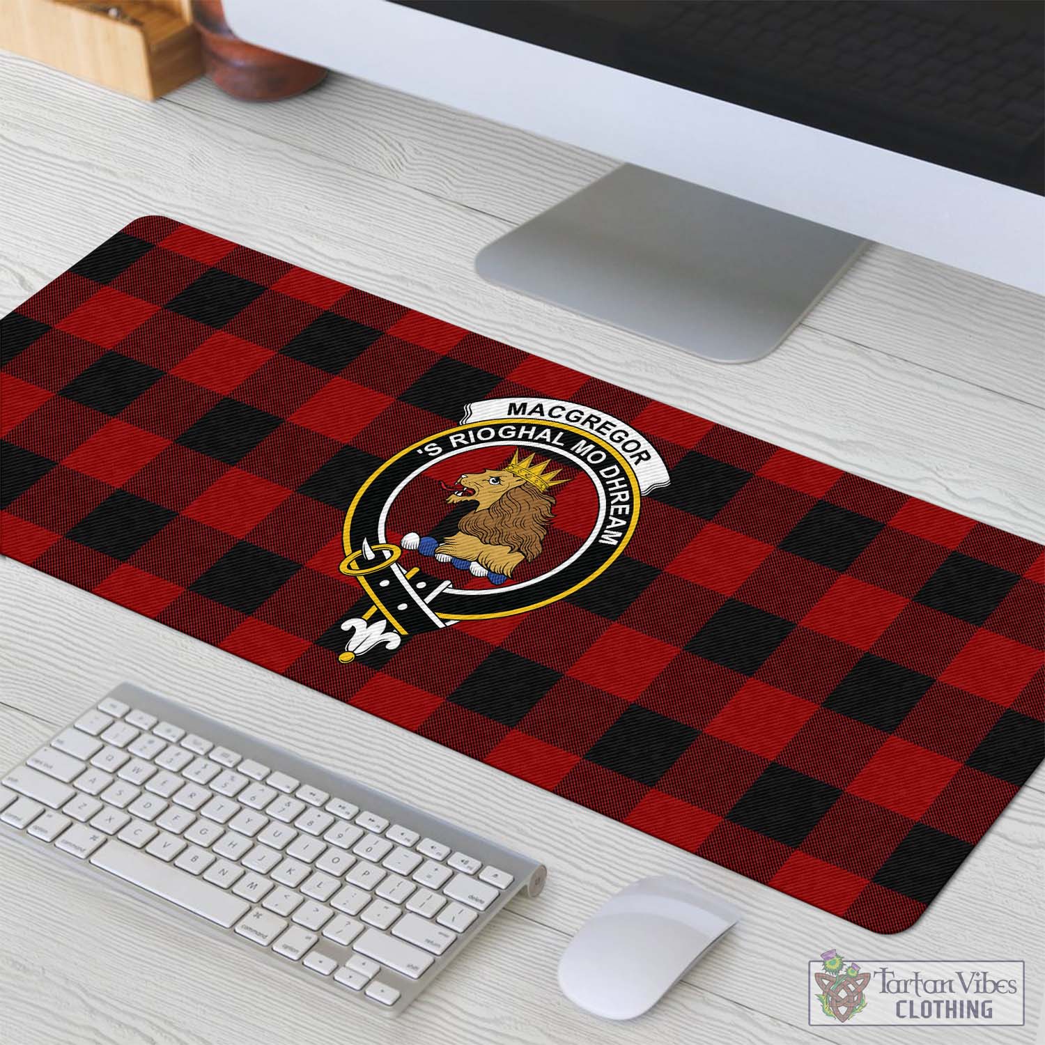 Tartan Vibes Clothing Rob Roy Macgregor Tartan Mouse Pad with Family Crest