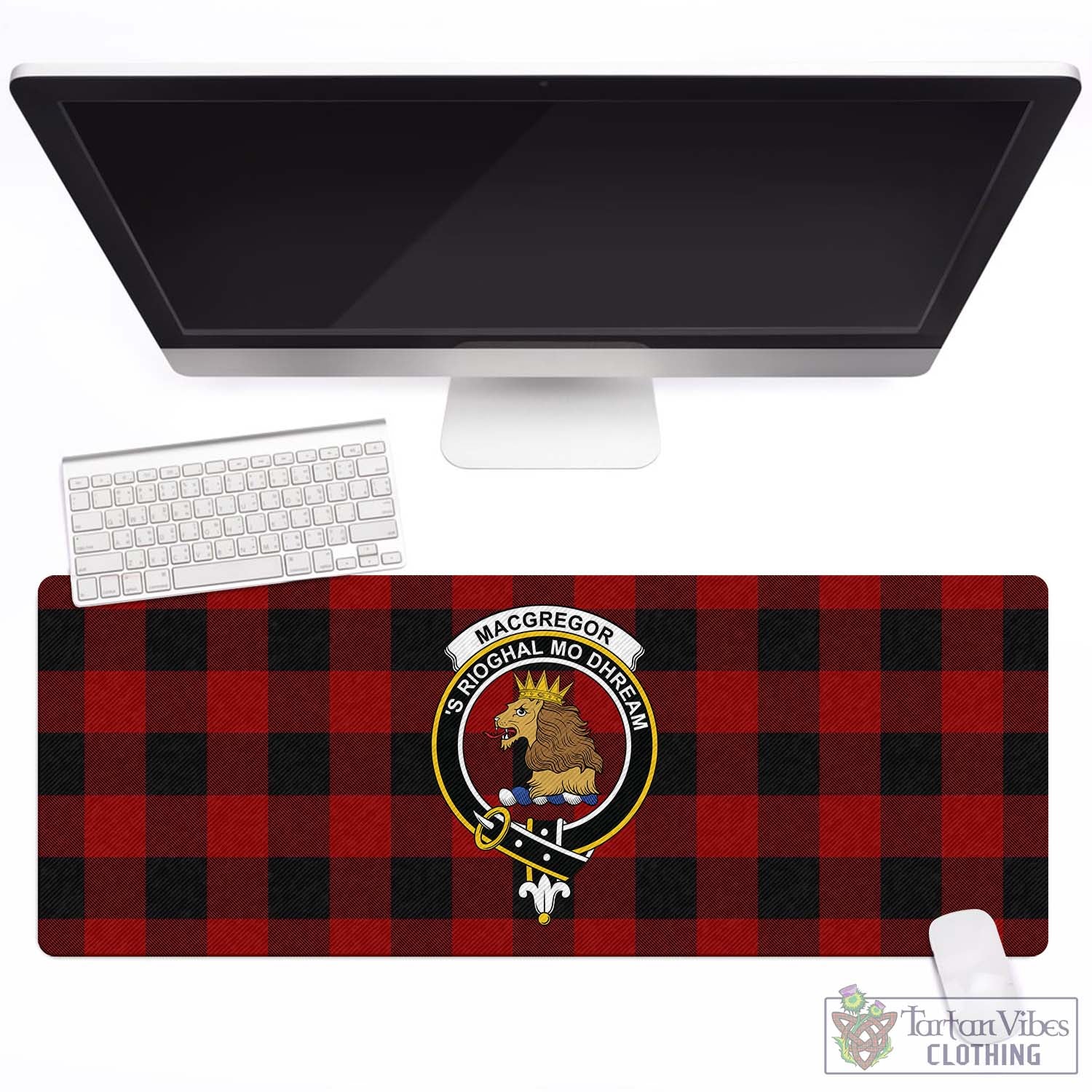 Tartan Vibes Clothing Rob Roy Macgregor Tartan Mouse Pad with Family Crest