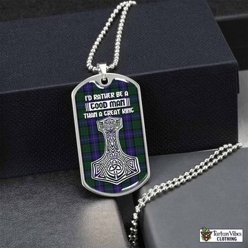 Robb Tartan Dog Tag Necklace Viking Mjolnir Style