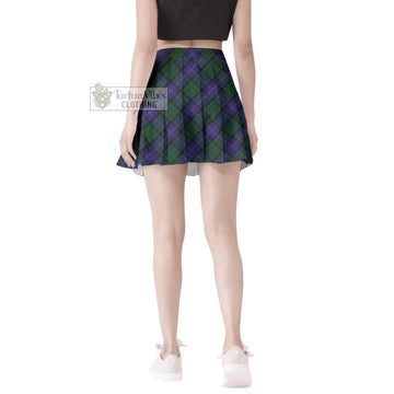 Robb Tartan Women's Plated Mini Skirt Cross Style