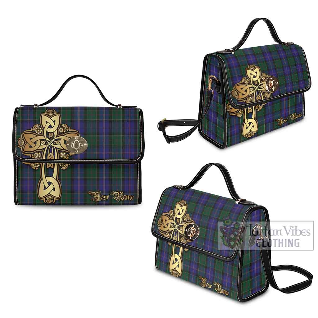 Robb Tartan Waterproof Canvas Bag Golden Thistle Celtic Cross Style - Tartan Vibes Clothing