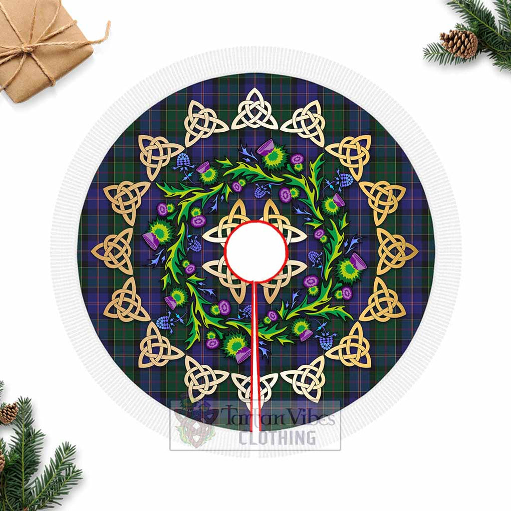 Tartan Vibes Clothing Robb Tartan Christmas Tree Skirt with Thistle Celtic Knot Style