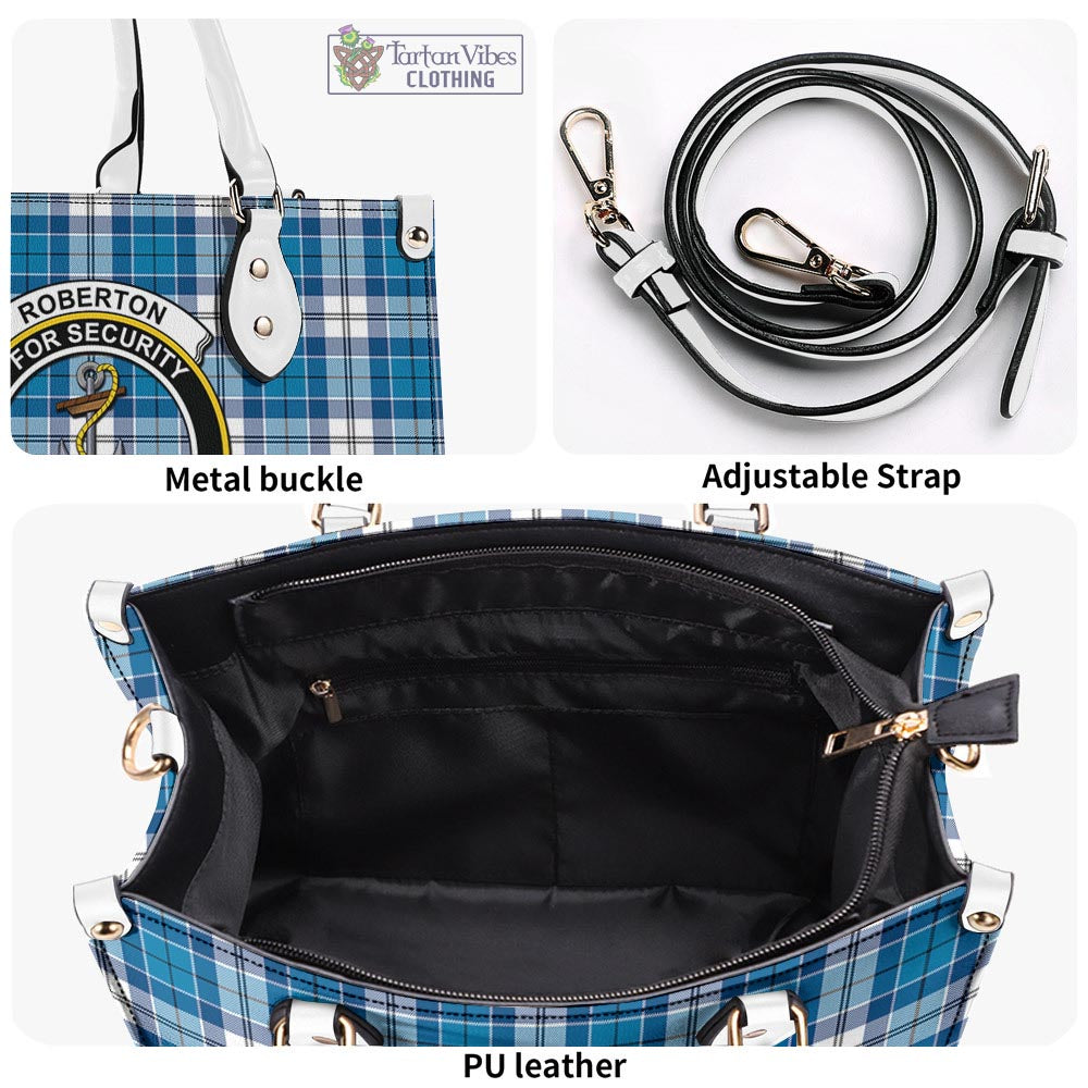 Tartan Vibes Clothing Roberton Tartan Luxury Leather Handbags with Family Crest