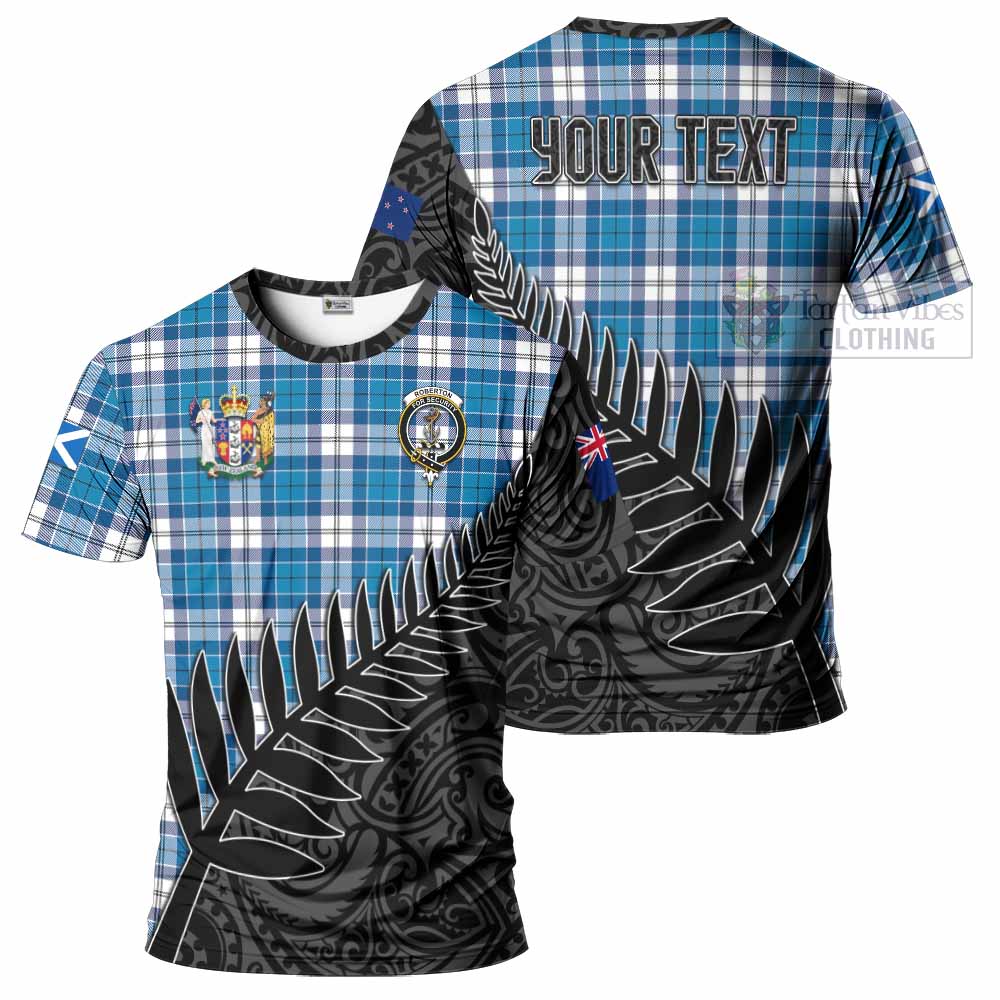 Tartan Vibes Clothing Roberton Crest Tartan T-Shirt with New Zealand Silver Fern Half Style