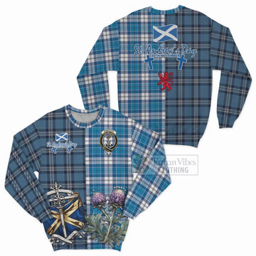 Roberton Tartan Sweatshirt Happy St. Andrew's Day Half Tartan Style