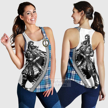 Roberton Tartan Clan Crest Women's Racerback Tanks with Highlander Warrior Celtic Style