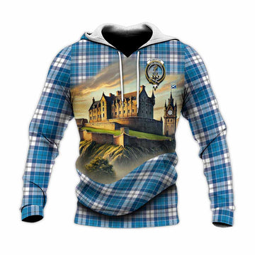 Roberton Tartan Family Crest Knitted Hoodie with Scottish Ancient Castle Style Unisex Knitted Pullover Hoodie - Tartan Vibes Clothing