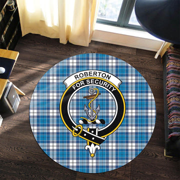 Roberton Tartan Round Rug with Family Crest