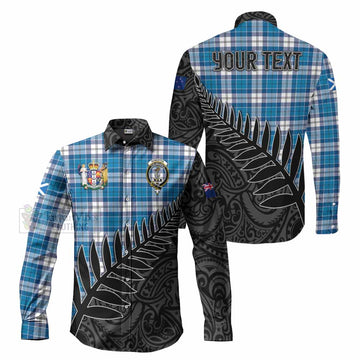 Roberton Crest Tartan Long Sleeve Button Shirt with New Zealand Silver Fern Half Style Men's Shirt S - Tartan Vibes Clothing