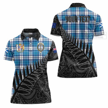 Roberton Crest Tartan Women's Polo Shirt with New Zealand Silver Fern Half Style Women - Tartan Vibes Clothing