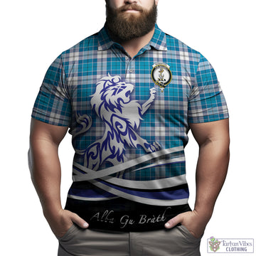 Roberton Tartan Polo Shirt with Alba Gu Brath Regal Lion Emblem