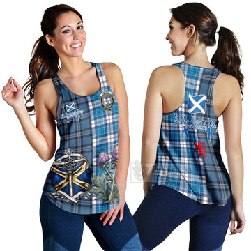 Roberton Tartan Women's Racerback Tanks Happy St. Andrew's Day Half Tartan Style