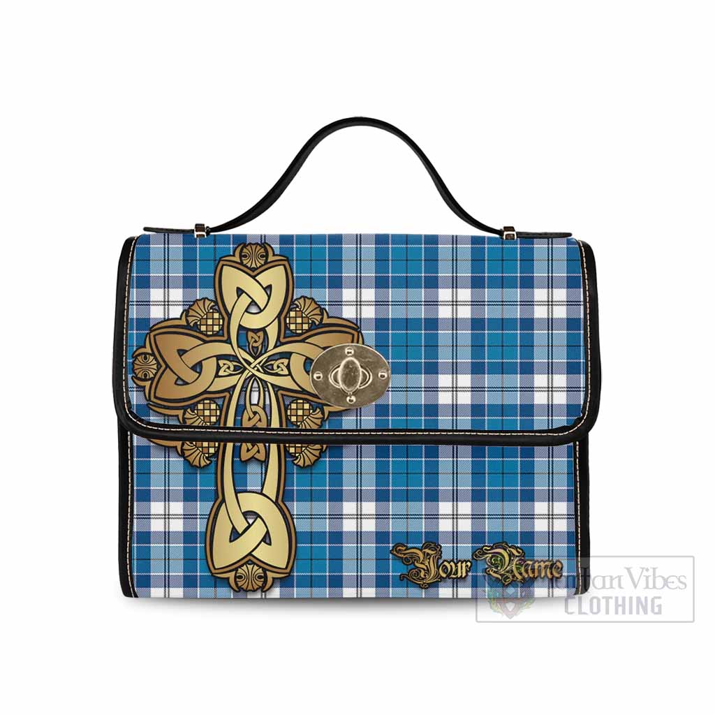 Tartan Vibes Clothing Roberton Tartan Waterproof Canvas Bag Golden Thistle Celtic Cross Style