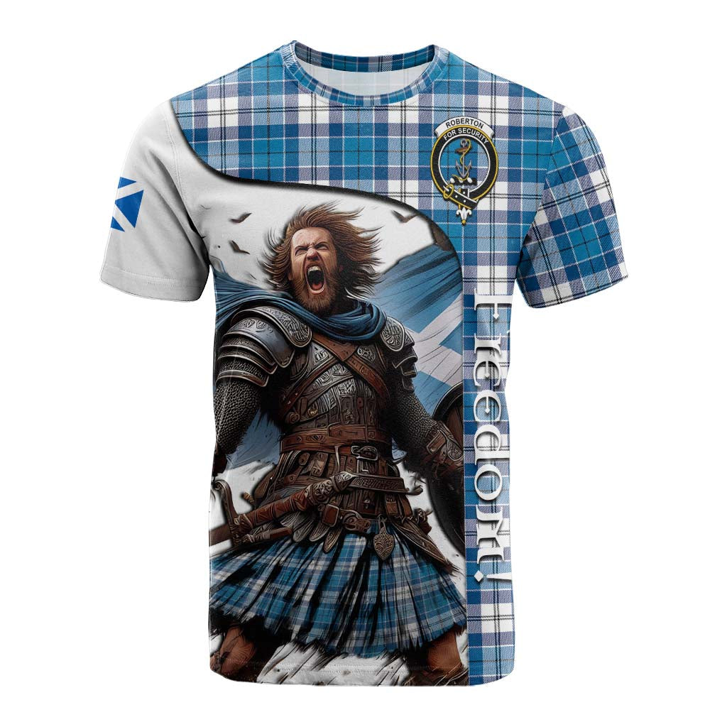 Tartan Vibes Clothing Roberton Crest Tartan Cotton T-shirt Inspired by the Freedom of Scottish Warrior