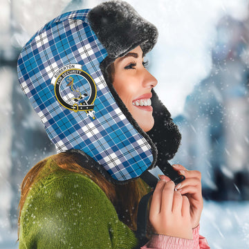 Roberton Tartan Winter Trapper Hat with Family Crest