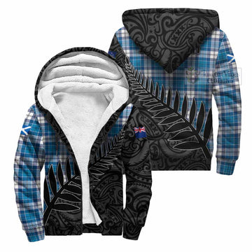 Roberton Crest Tartan Sherpa Hoodie with New Zealand Silver Fern Half Style