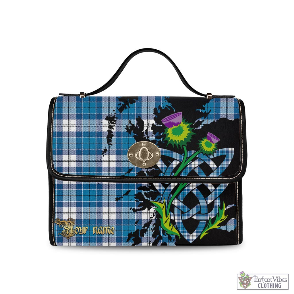 Tartan Vibes Clothing Roberton Tartan Waterproof Canvas Bag with Scotland Map and Thistle Celtic Accents