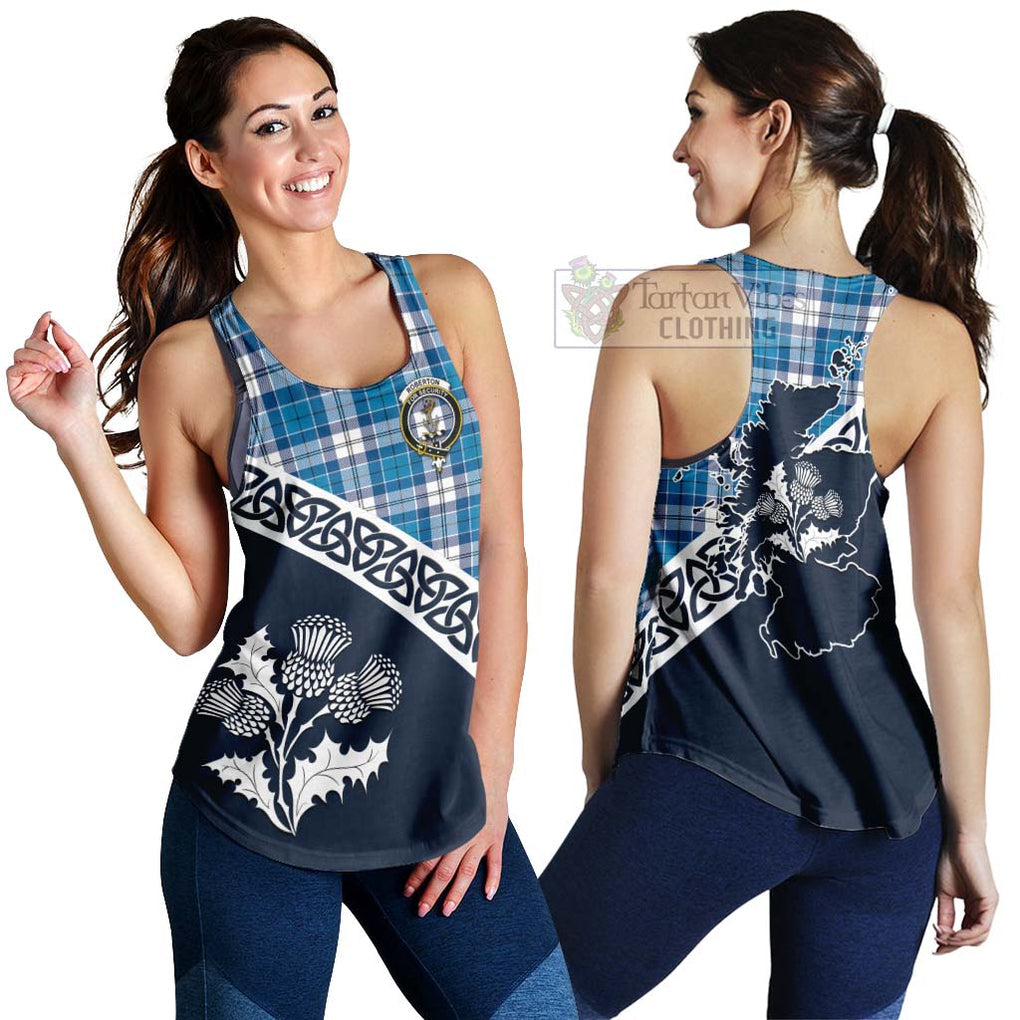 Tartan Vibes Clothing Roberton Tartan Women's Racerback Tanks Featuring Thistle and Scotland Map