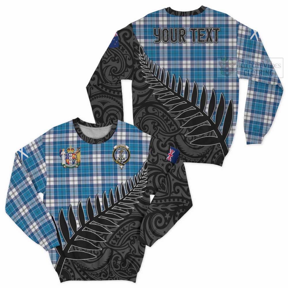 Tartan Vibes Clothing Roberton Crest Tartan Sweatshirt with New Zealand Silver Fern Half Style