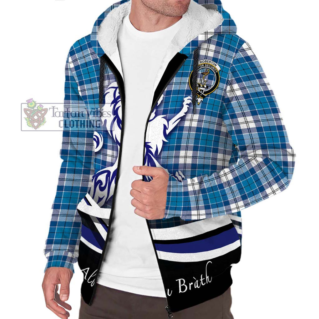 Roberton Tartan Sherpa Hoodie with Alba Gu Brath Regal Lion Emblem Unisex S - Tartanvibesclothing Shop