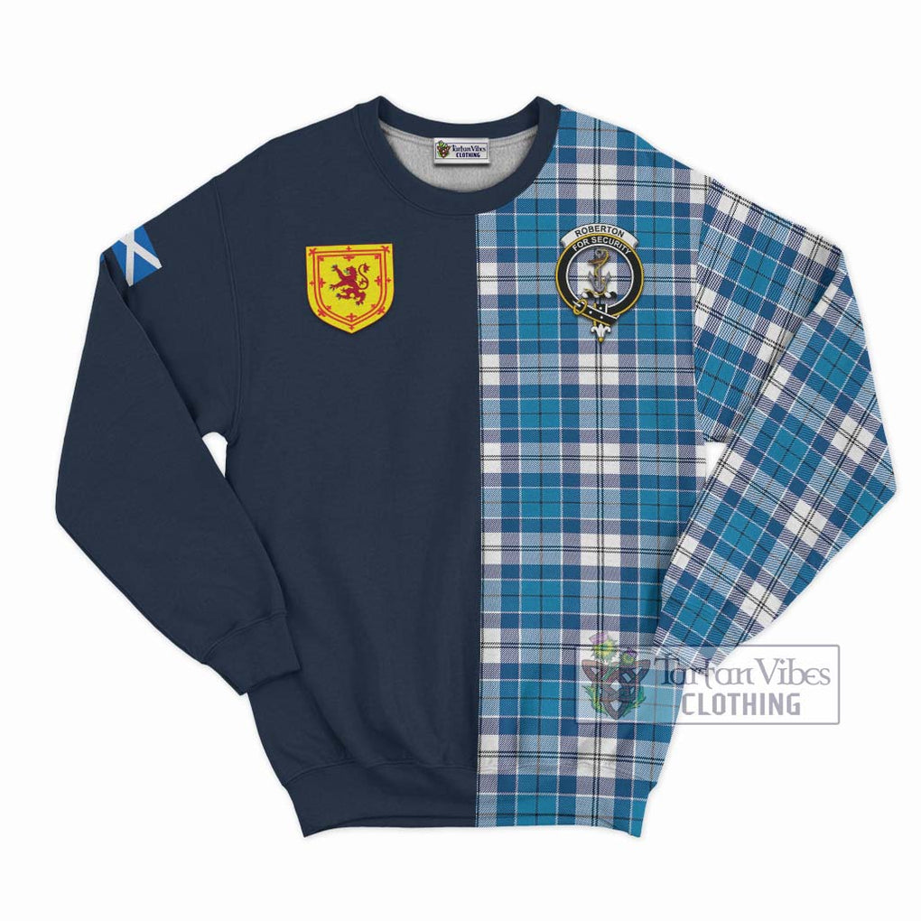 Tartan Vibes Clothing Roberton Tartan Sweatshirt with Scottish Lion Royal Arm Half Style