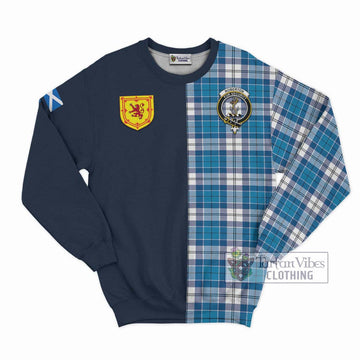 Roberton Tartan Sweatshirt Alba with Scottish Lion Royal Arm Half Style