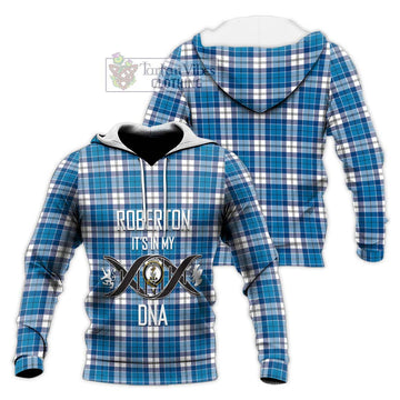 Roberton Tartan Knitted Hoodie with Family Crest DNA In Me Style