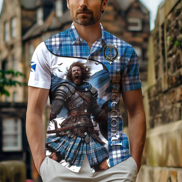 Roberton Crest Tartan Short Sleeve Button Shirt Inspired by the Freedom of Scottish Warrior