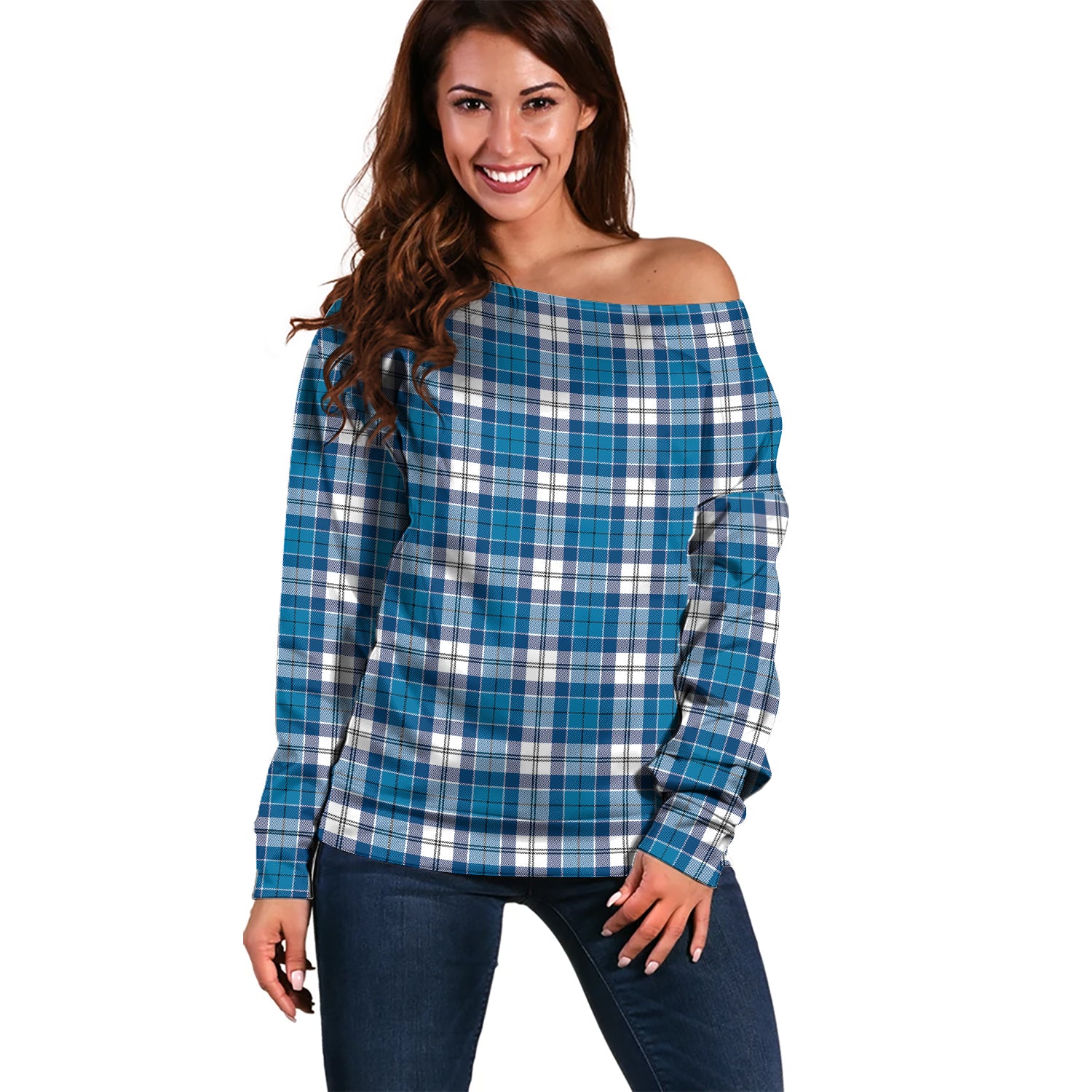 Roberton Tartan Off Shoulder Women Sweater Women - Tartanvibesclothing Shop