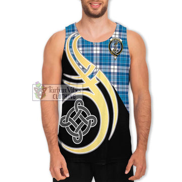 Roberton Tartan Men's Tank Top with Family Crest and Celtic Symbol Style