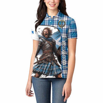 Roberton Crest Tartan Women's Polo Shirt Inspired by the Freedom of Scottish Warrior