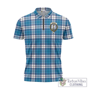 Roberton Tartan Zipper Polo Shirt with Family Crest Unisex - Tartan Vibes Clothing