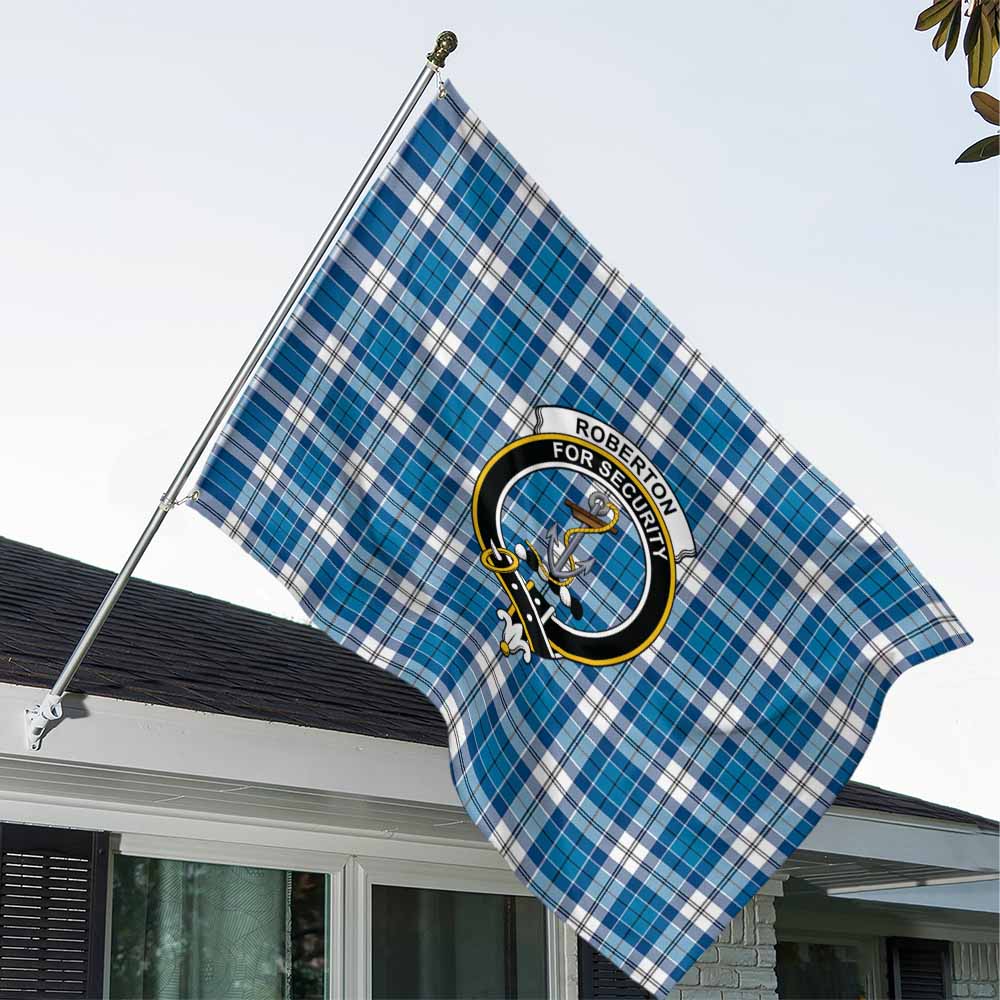 Tartan Vibes Clothing Roberton Tartan House Flag with Family Crest