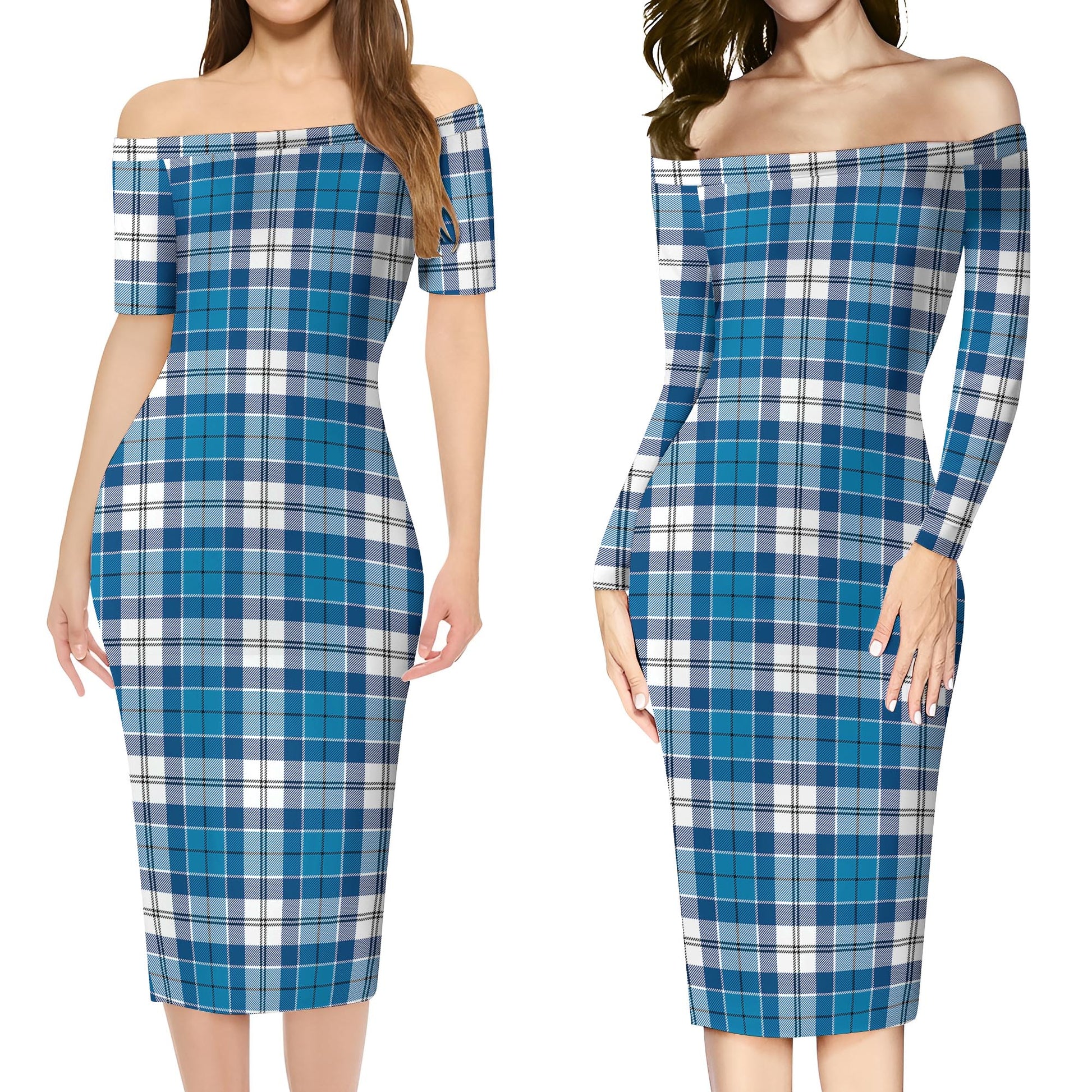 Roberton Tartan Off Shoulder Lady Dress Women's Dress - Tartanvibesclothing