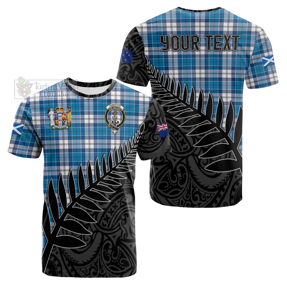 Tartan Vibes Clothing Roberton Crest Tartan Cotton T-shirt with New Zealand Silver Fern Half Style