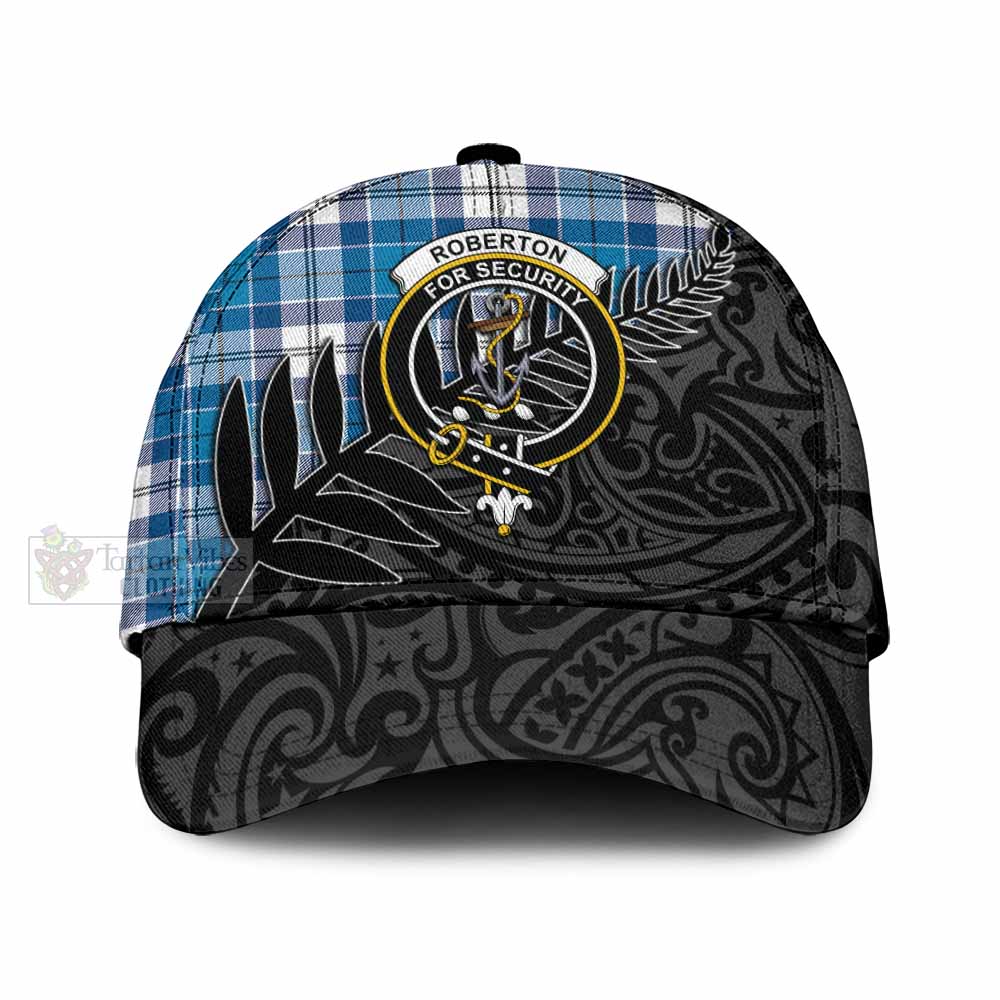 Tartan Vibes Clothing Roberton Tartan Classic Cap with New Zealand Silver Fern Half Style