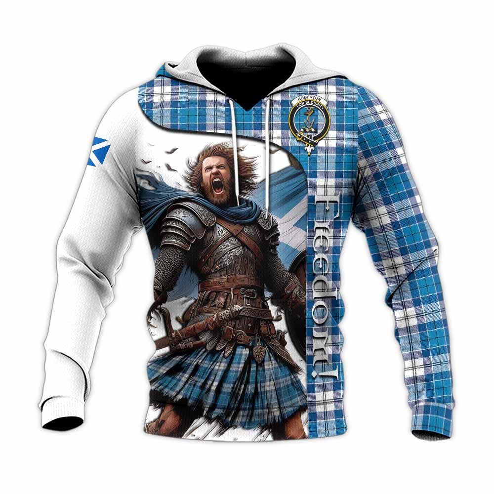 Tartan Vibes Clothing Roberton Crest Tartan Knitted Hoodie Inspired by the Freedom of Scottish Warrior