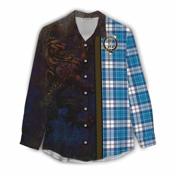 Roberton Tartan Family Crest Women's Casual Shirt Alba Gu Brath Be Brave Lion Ancient Style Female - Tartan Vibes Clothing