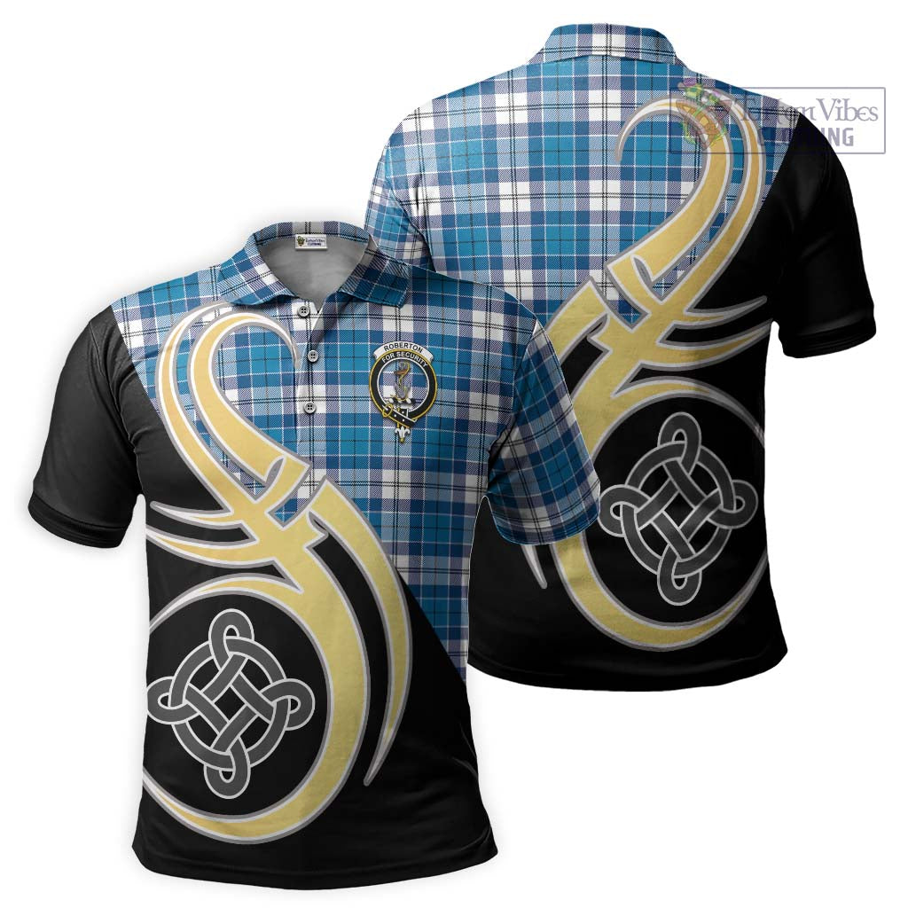 Tartan Vibes Clothing Roberton Tartan Polo Shirt with Family Crest and Celtic Symbol Style